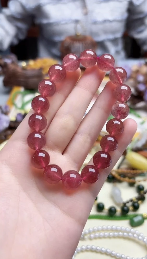 未镶嵌手串石英质玉草莓晶手串ZD