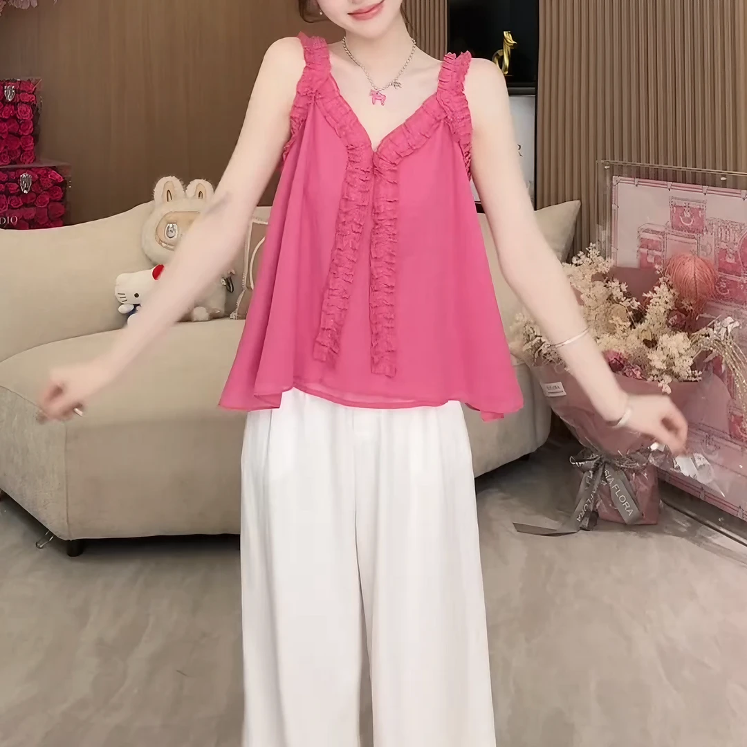 糖水日记 2025夏季显瘦宽松通勤上衣气质吊带背心女LK2504477