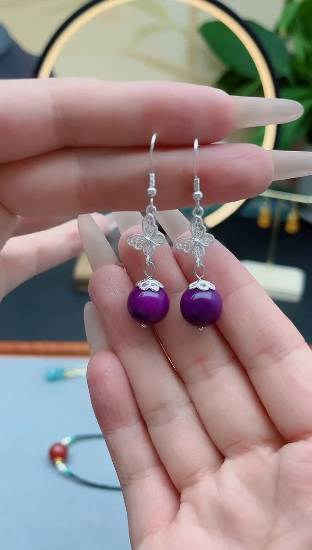 玛瑙/玉髓耳饰银S925镶嵌8890