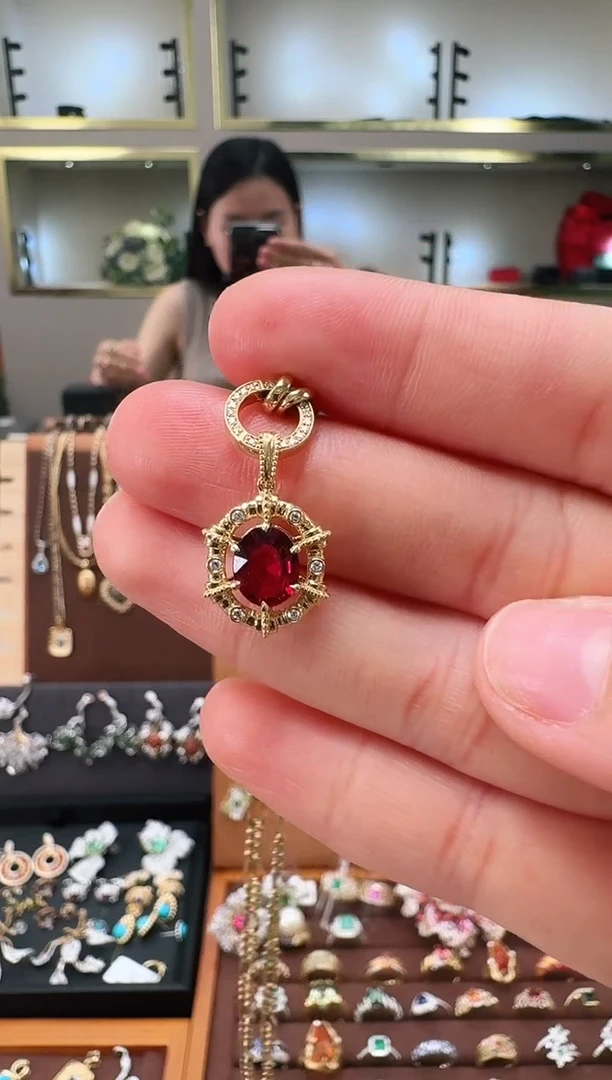 【闪购商品】碧玺吊坠(不含链)18K金镶嵌碧玺