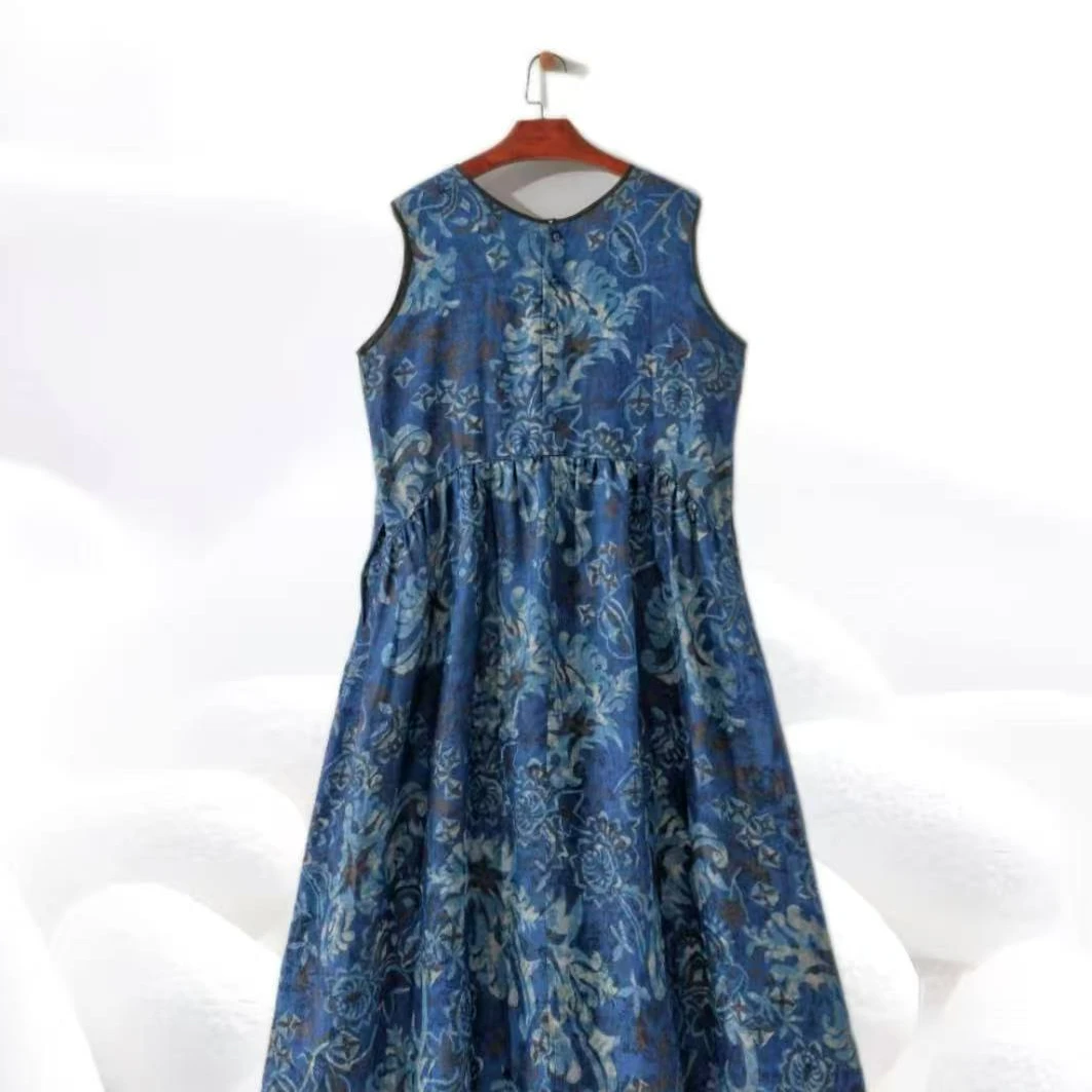 【楠姐】新款高定圆领碎花背心裙连衣裙时尚碎复古Y006-D1328