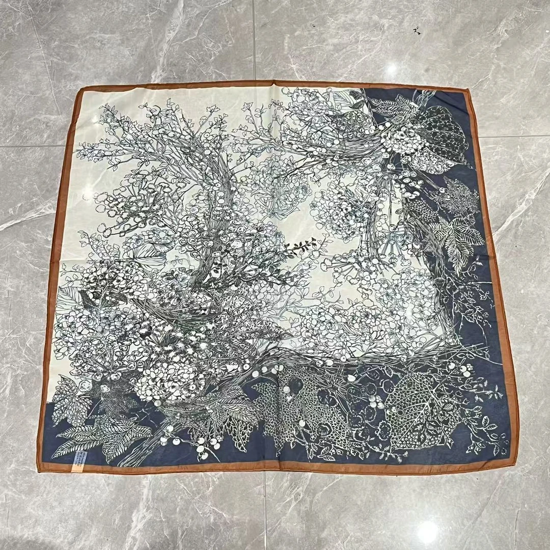 （蓝色-灌木丛）西丽纱围巾65*65左右小方巾