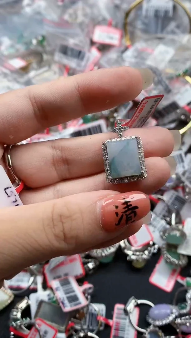 银S925镶嵌戒指翡翠天然A货缅甸翡翠