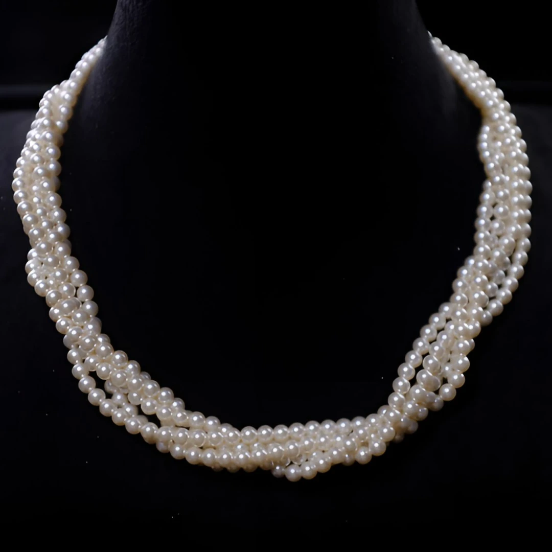 铜合金仿珍珠项链 多层精致叠戴复古小米珠项链颈链时尚优雅