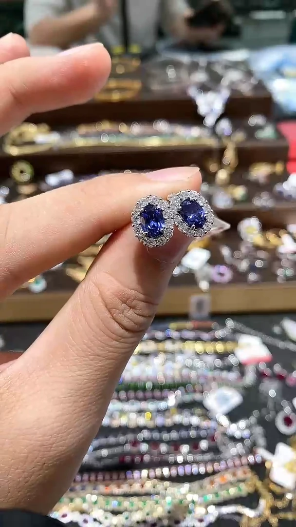 【闪购商品】坦桑石耳饰银S925镶嵌耳饰