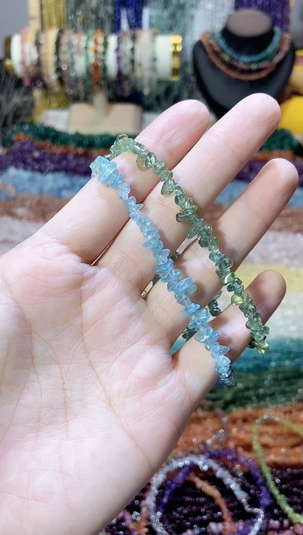 未镶嵌珠宝半成品水晶小蓝磷灰小绿磷灰手链