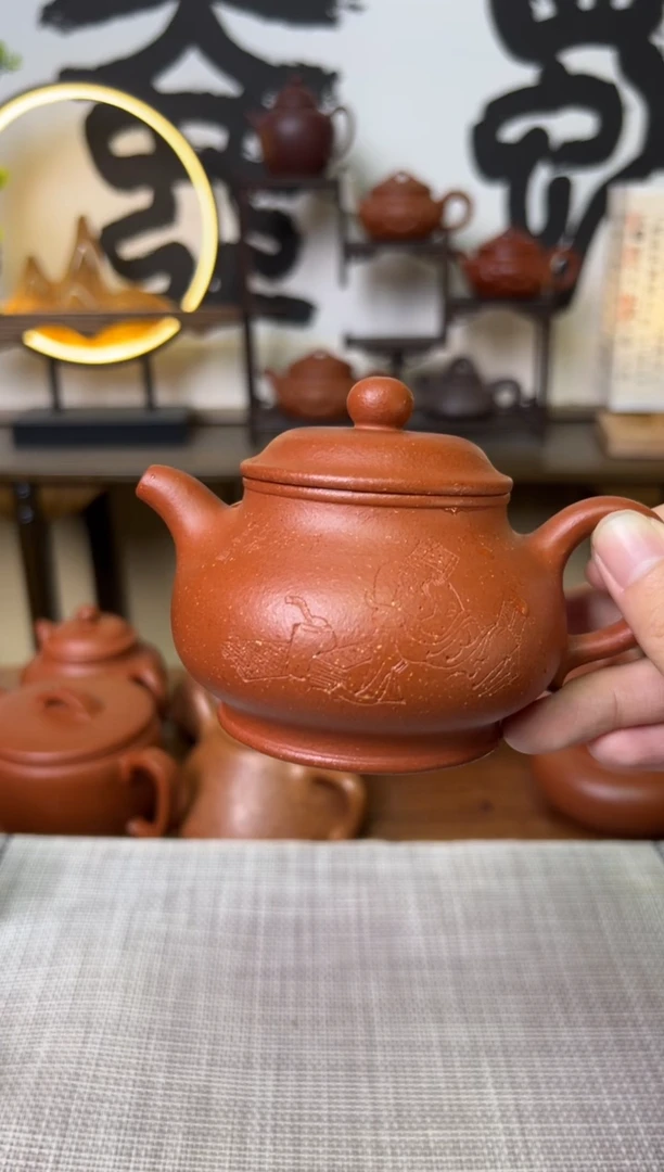 【闪购商品】段泥茶壶红降坡潘壶刻绘