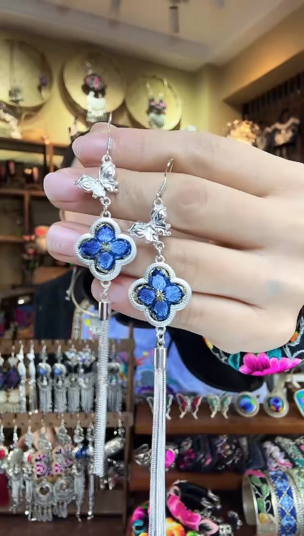 刺绣非遗刺绣民族风耳环