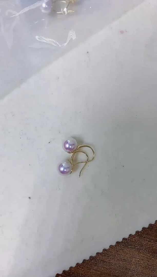 【闪购商品】海水珍珠商品18K金镶嵌7.5-8高跟鞋耳钩