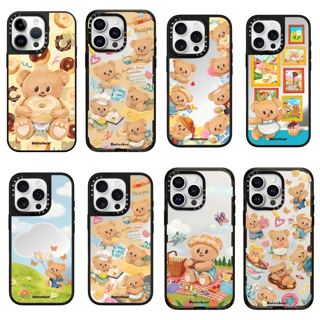 联名蝴蝶黄油小熊适用iPhone16ProMax苹果1514131211手机壳