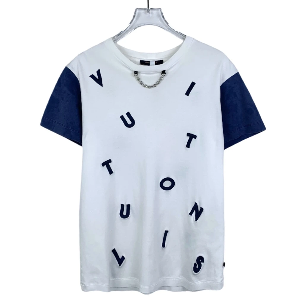 99新 LouisVuitton/路易威登   014389 刺绣拼色圆领棉质短袖T恤