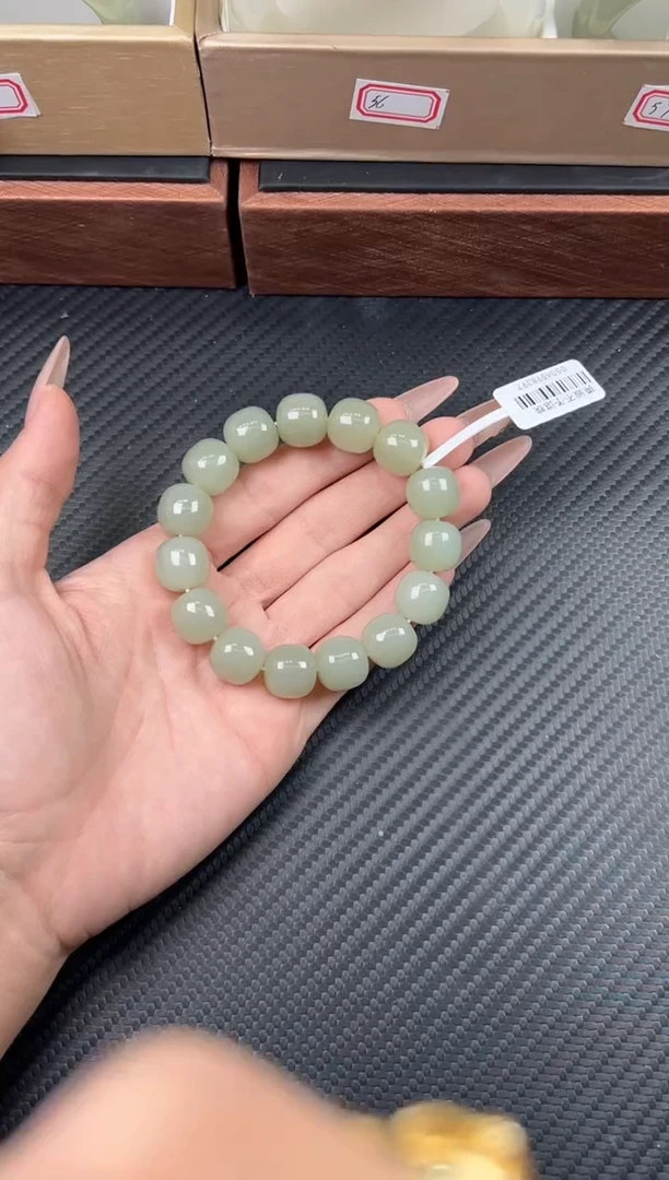 未镶嵌手串和田玉铁**家且末近矿微色差卡14