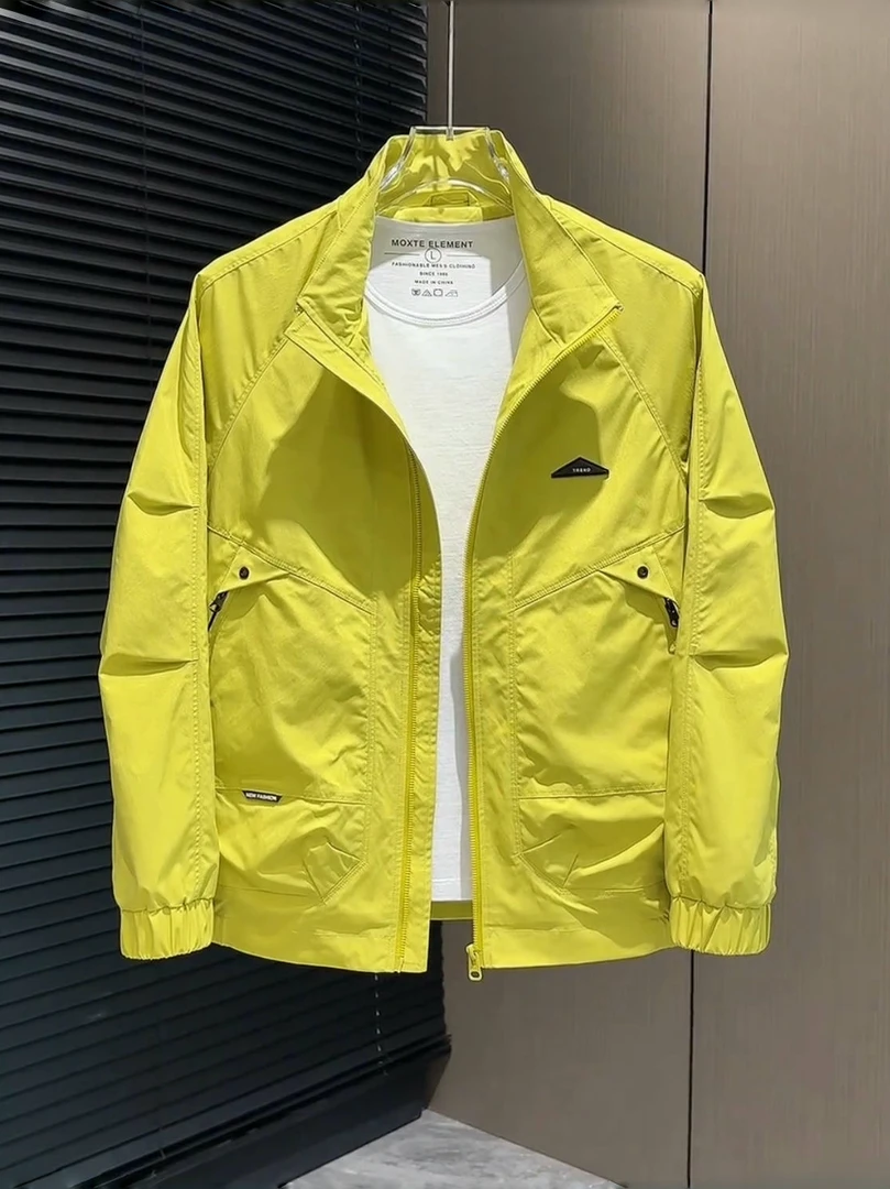 春秋季新款时尚纯色工装立领夹克男士潮流高级感百搭痞帅休闲外套