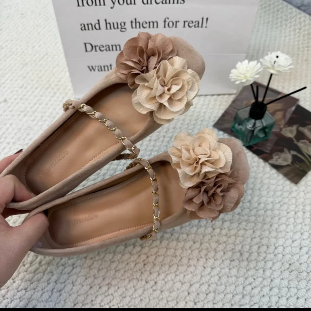 小个子法式晚风玛丽珍鞋绒面5cm仙女风温柔鞋复古平底内增高单鞋