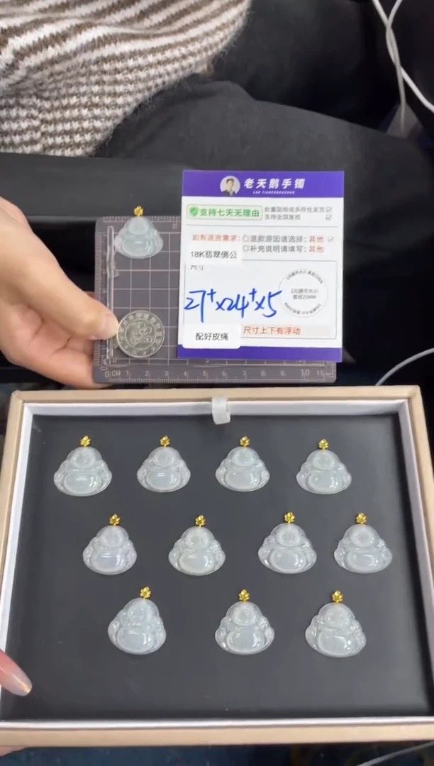 18K金镶嵌挂件翡翠佛公FL10/多样性发其一CP配绳