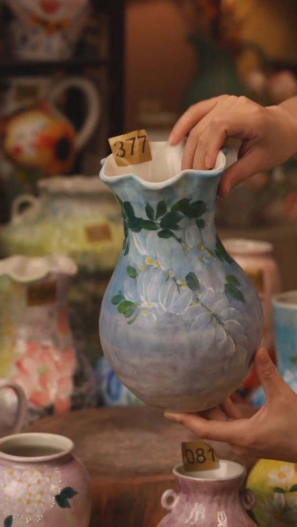 陶瓷377景德镇设计师手作花器摆件侘寂风