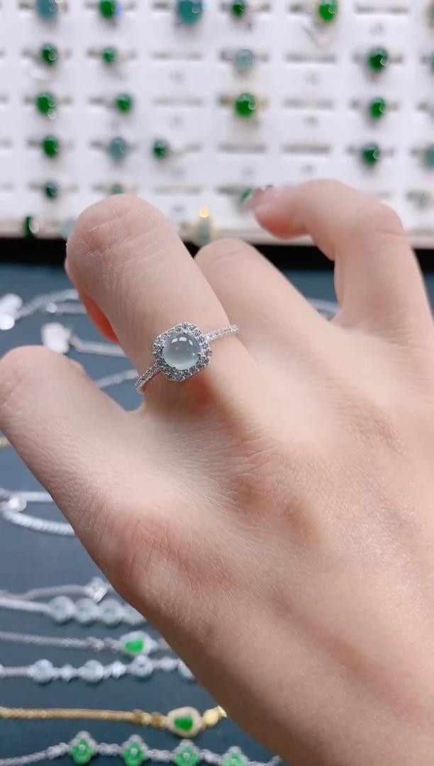 【闪购商品】翡翠戒指银S925镶嵌天然翡翠