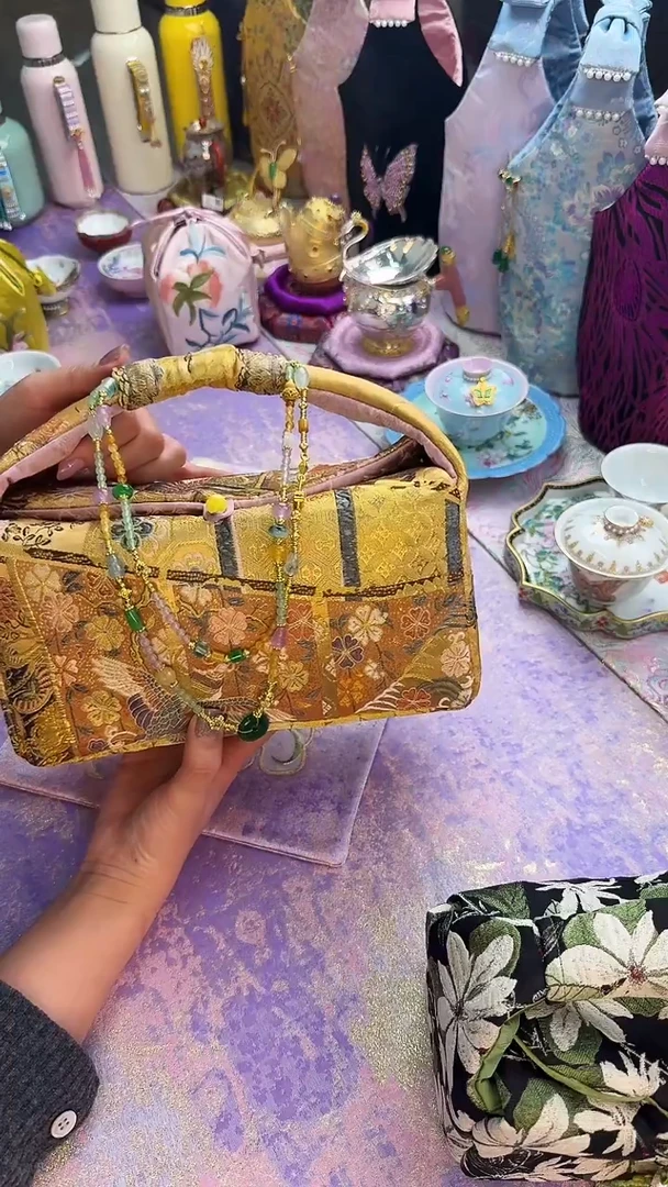 18西针织饭盒茶事包 带链条