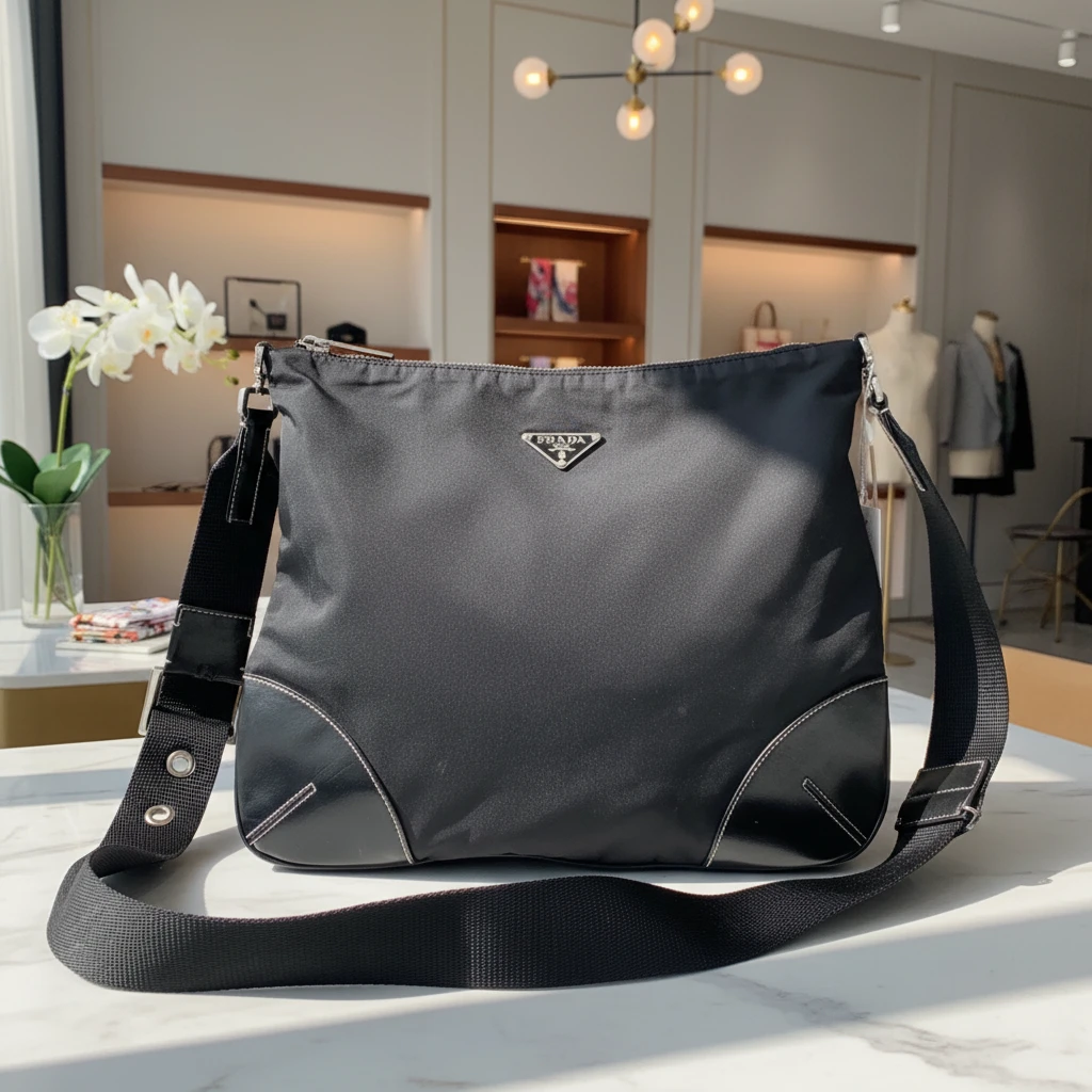 95新 Prada/普拉达  黑色斜挎包  1854 1647