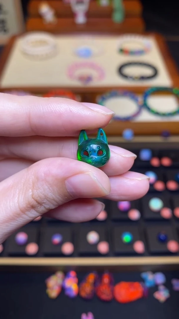 树脂制品人工欧泊11m 小猫面具65