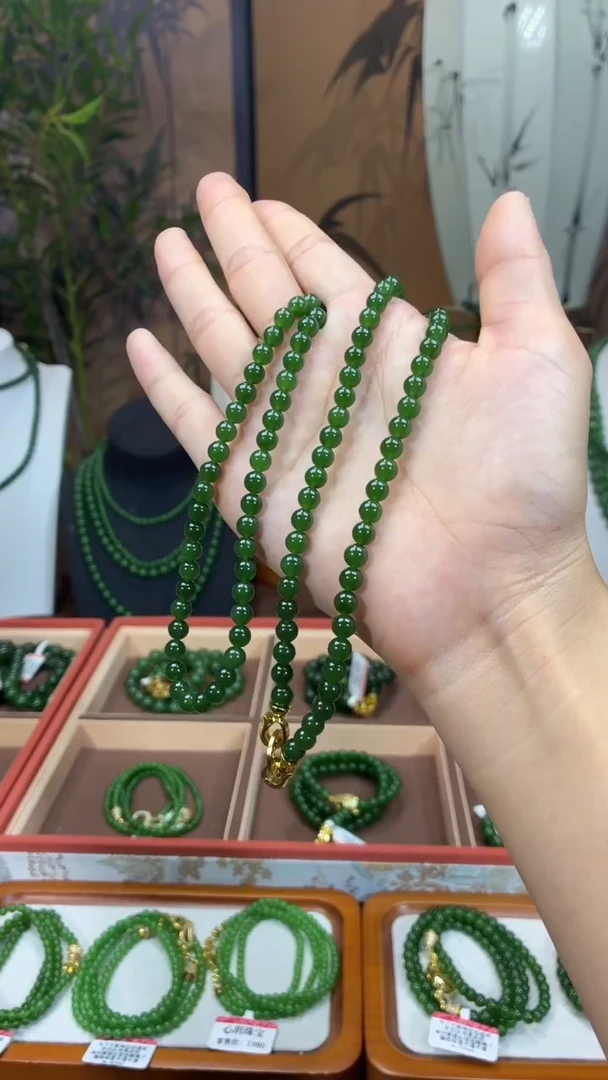 颈饰未镶嵌和田玉（碧玉）6高货辣菠无矿高货毛衣链