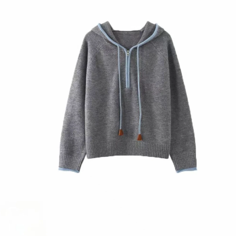 网红连帽衫混纺套头休闲时尚百搭宽松秋冬毛衣