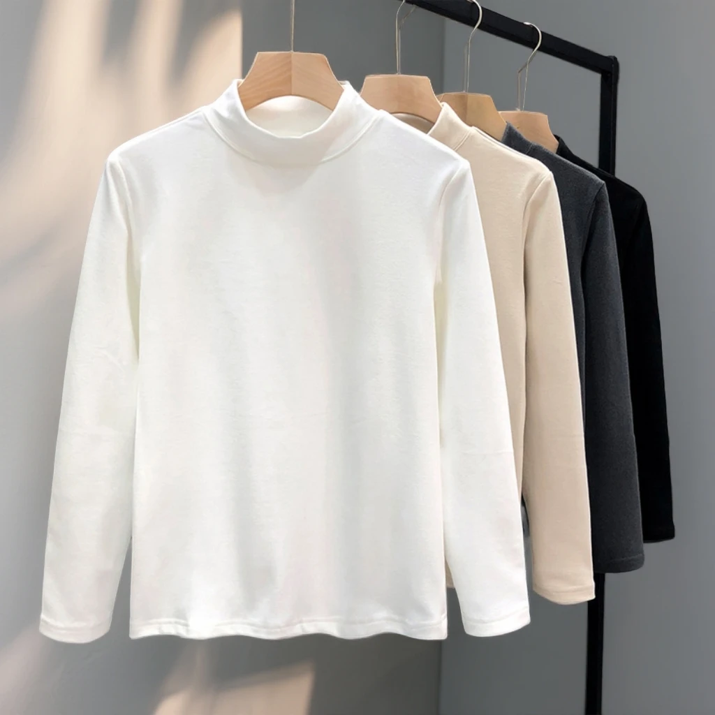 半高领长袖体恤男秋冬季发热恒温保暖德绒上衣服休闲百搭韩版潮流