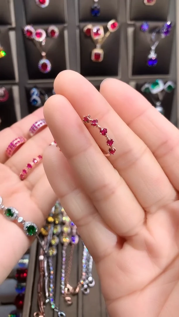 【闪购商品】红宝石戒指银S925镶嵌玫瑰金