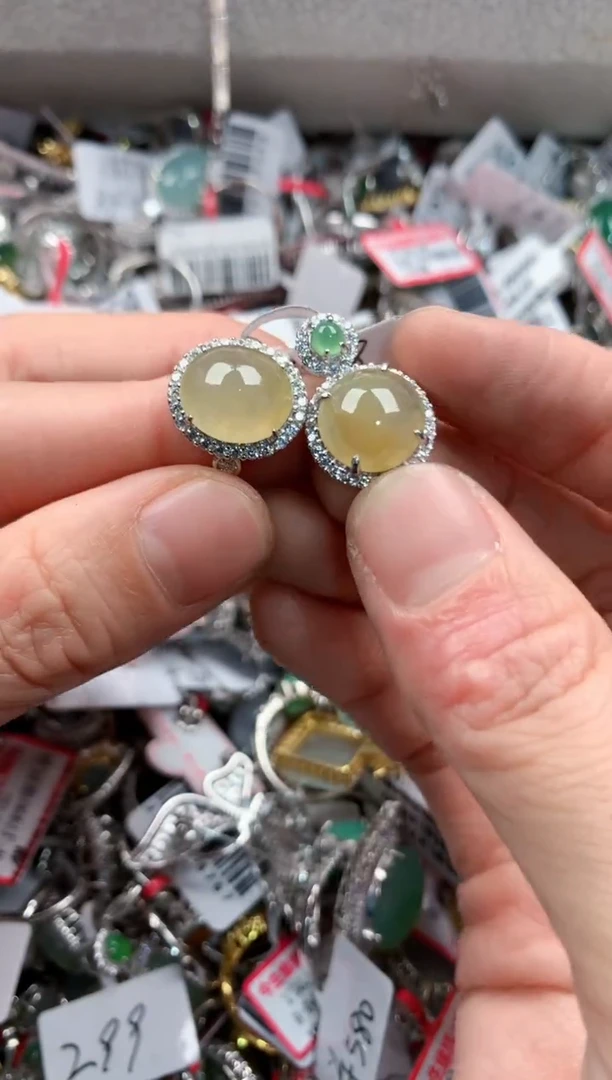 银S925镶嵌戒指翡翠11   9