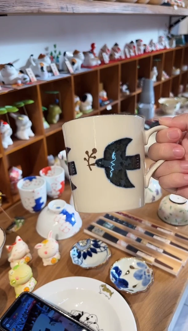 瓷片孤品 海鸥马克杯