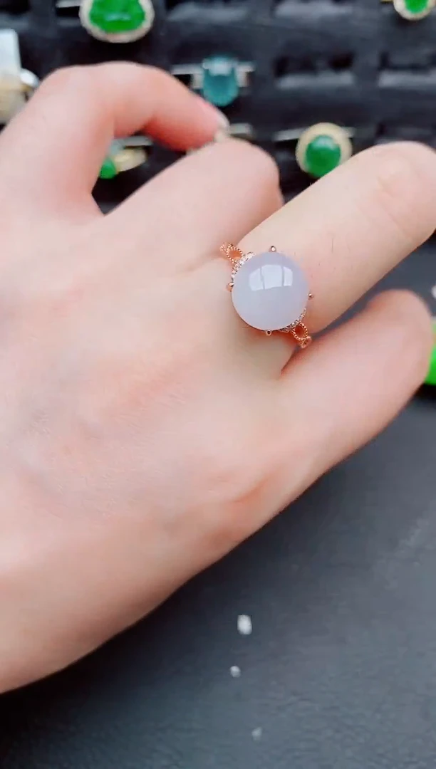 翡翠戒指银S925镶嵌天然a货翡翠257