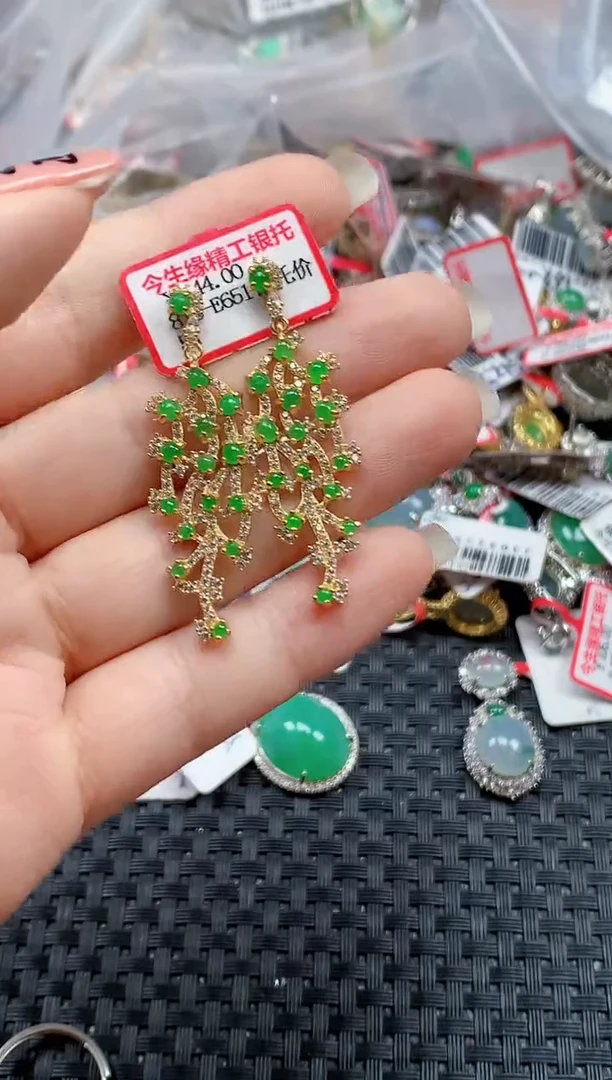 银S925镶嵌戒指翡翠天然A货缅甸翡翠