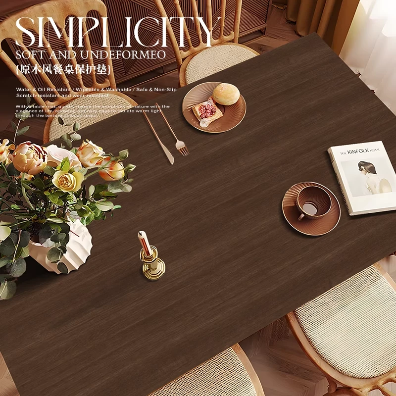 仿木纹餐桌垫桌布防水防油免洗防烫茶几盖布酒柜电视柜台面保护垫