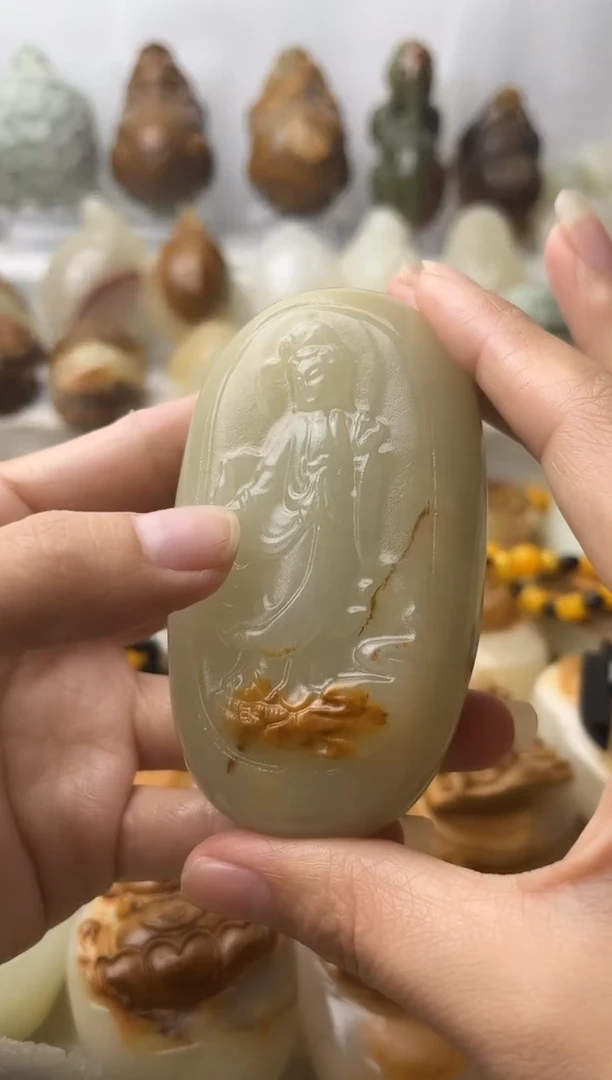 石材古青石棉纹正常不退换观音微瑕