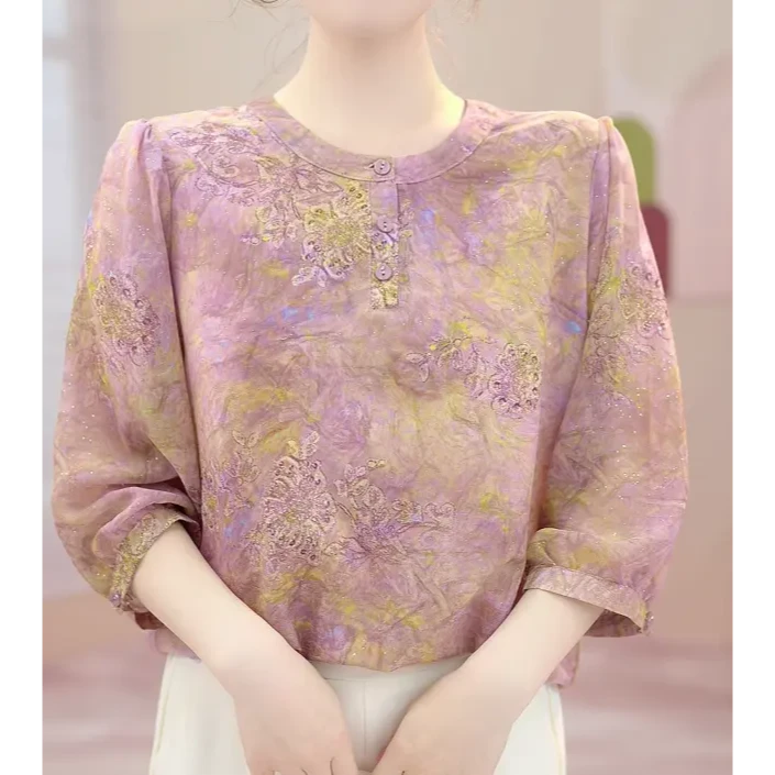 Y1226【原版高品质】气质优雅时尚碎花衬衫01