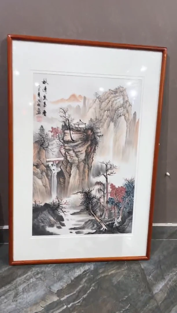 国画54紫仪直播福利沈松山水带框