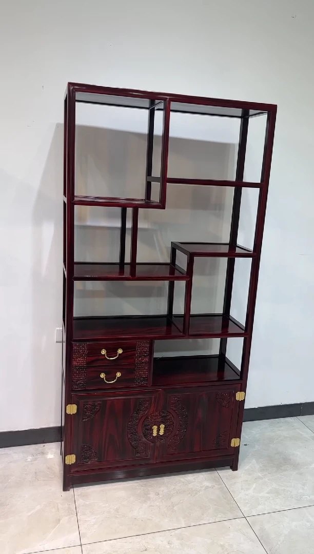 黑酸枝木类书柜辰*博古架一对