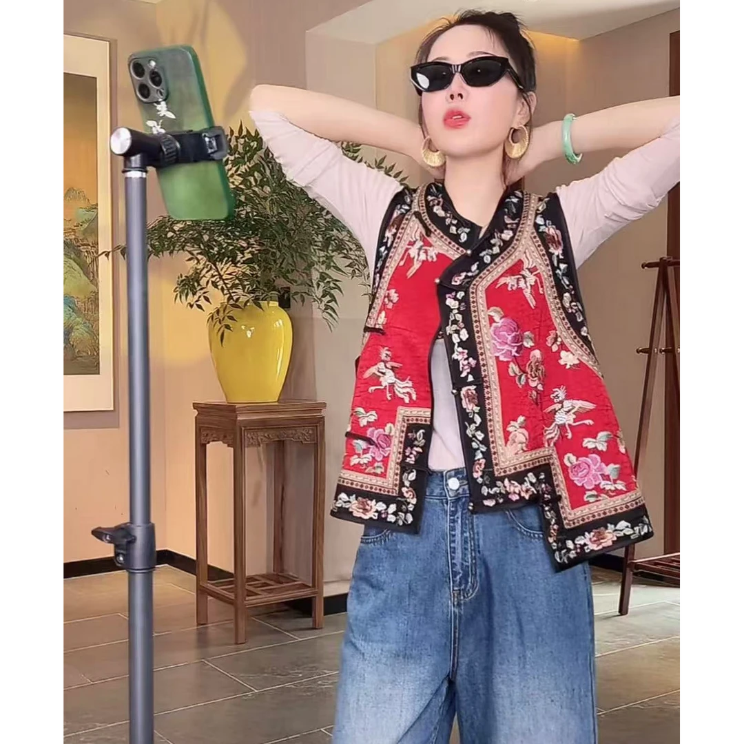 东方随喜 芳华设计新中式重工刺绣马甲国风百搭刺绣马甲FH-B058