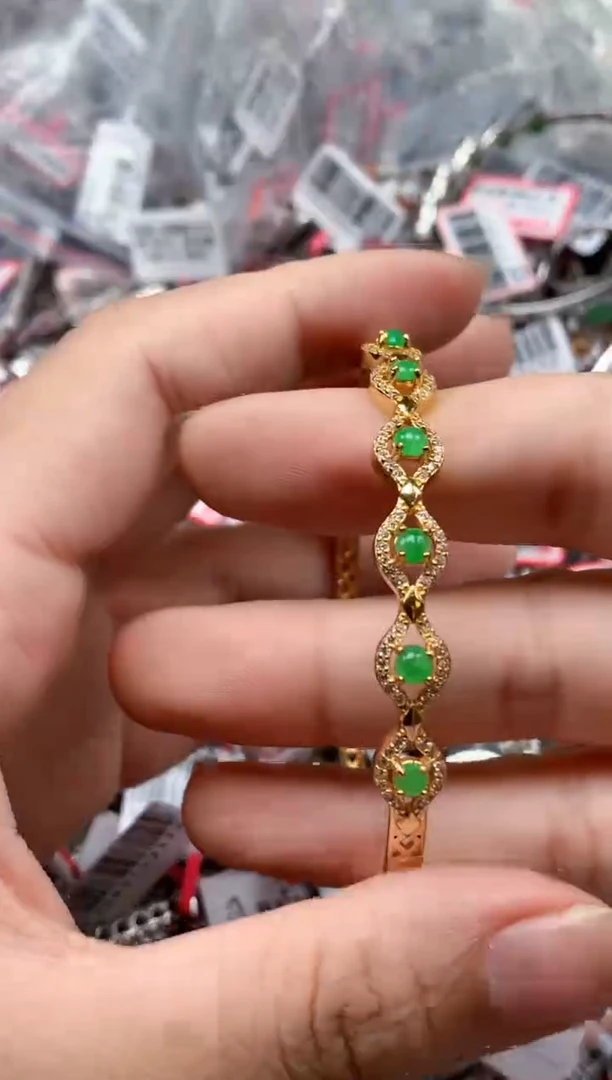 银S925镶嵌戒指翡翠天然A货缅甸翡翠