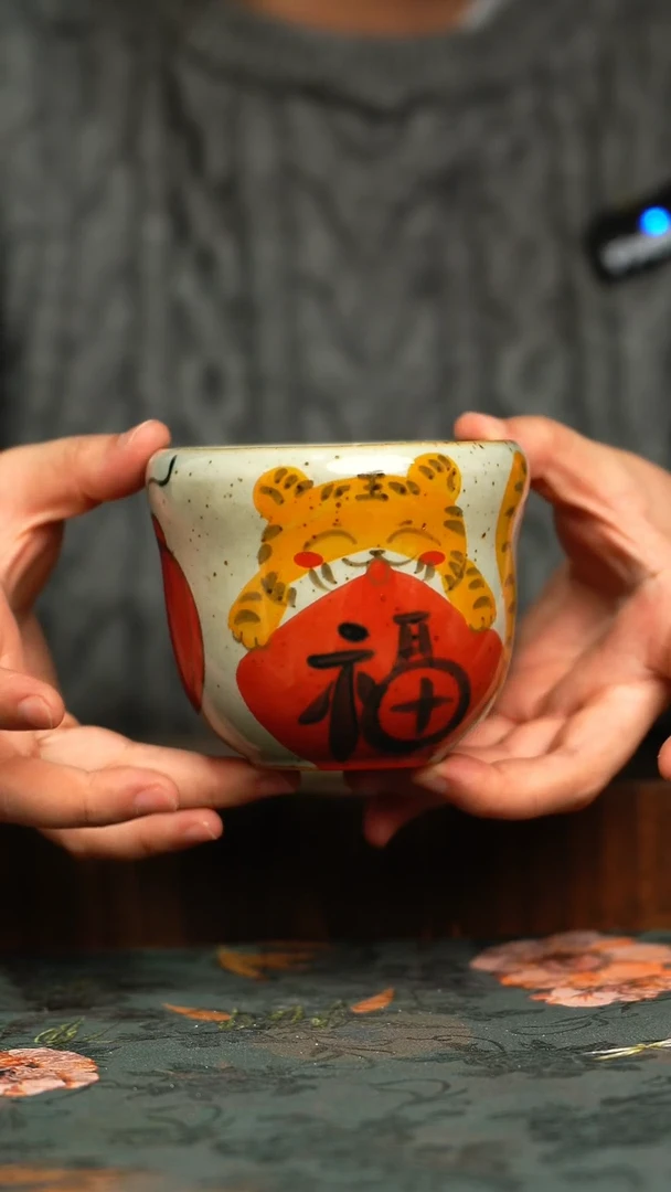 杯釉下彩手工手绘同款陶器