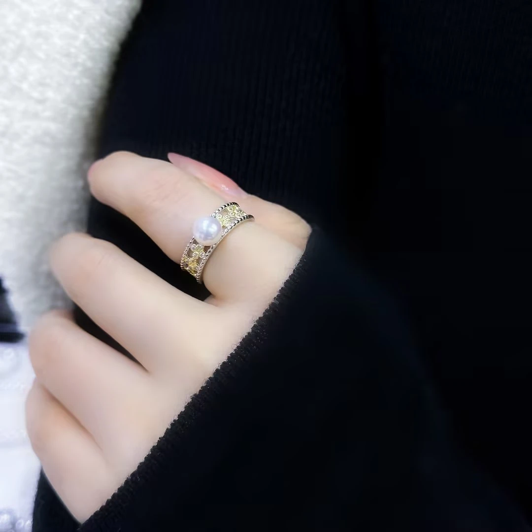 【木木琳专属】淡水珍珠无核宽版戒指  6-7mm  多样性发一 m019