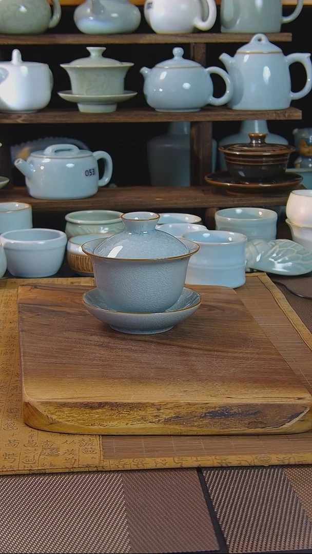 瓷片一级品冰花釉元宝盖碗