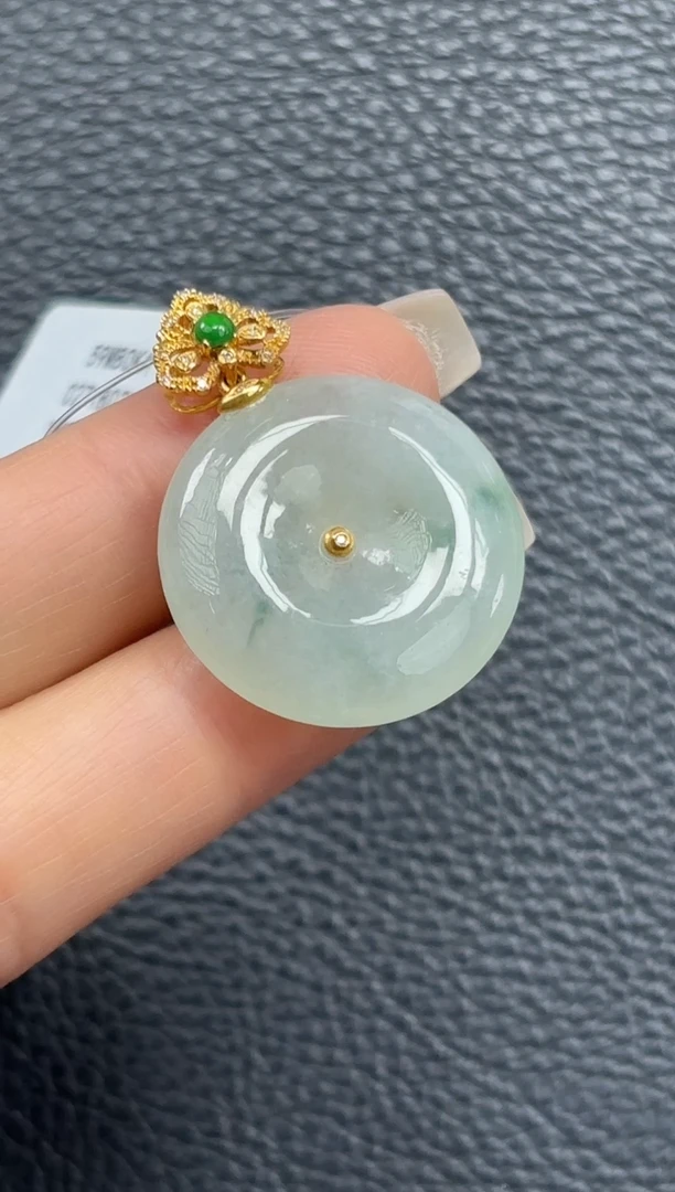 颈饰18K金镶嵌翡翠YM386-15 平安扣