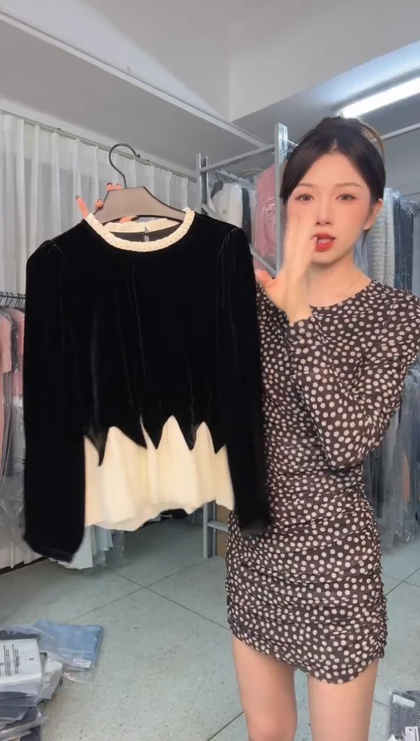 拼接上衣桑蚕丝--S