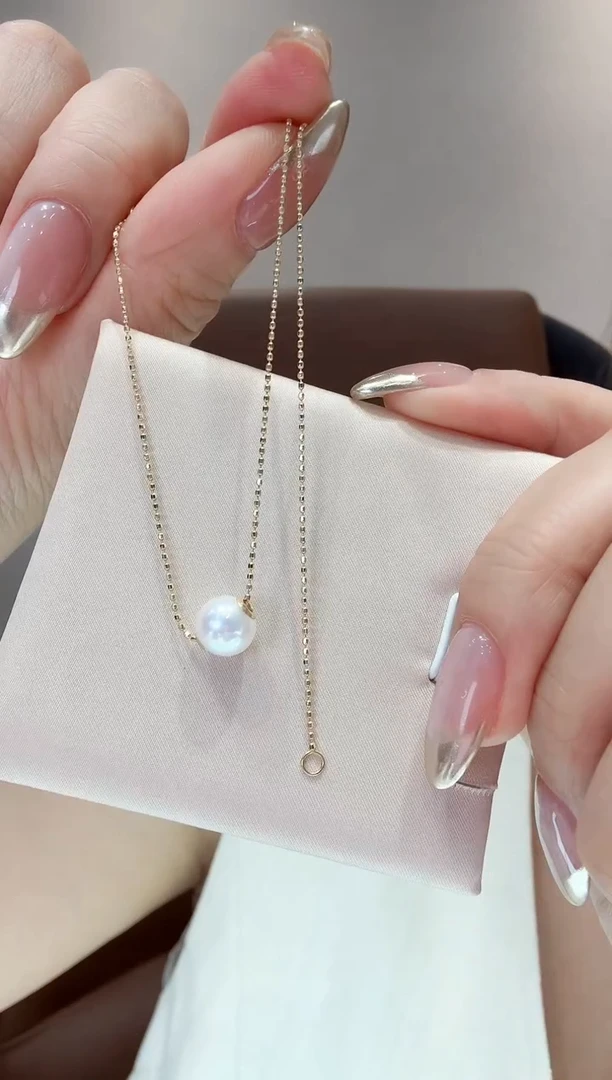 18K金镶嵌淡水珍珠单吊坠珍珠单吊坠不含链