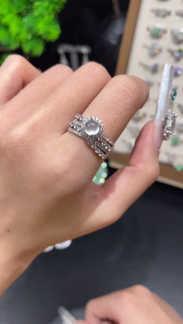 银S925镶嵌戒指翡翠戒指