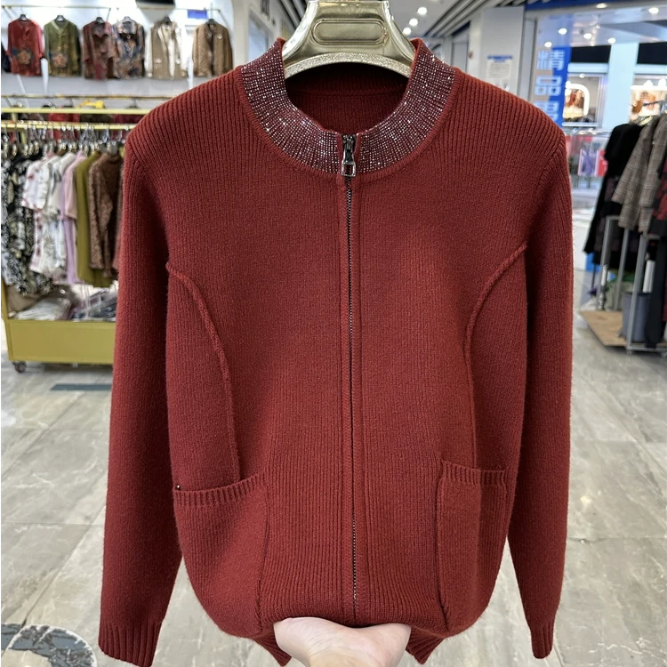 妈妈春装外套洋气针织开衫上衣2025新款中老年女装春秋短款打底衫