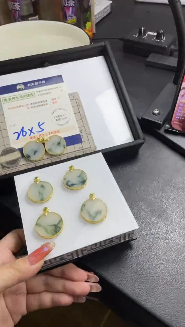 【闪购商品】翡翠挂件银S925镶嵌无事牌FL8配绳/多样性发其一CP