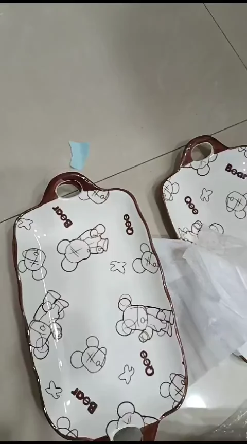 瓷暴力熊双耳 长方盘一个装