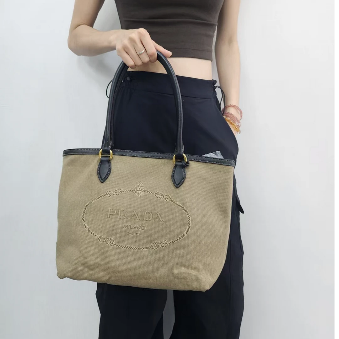 95新 Prada/普拉达 小麦色手提托特包/云海优选/H22073